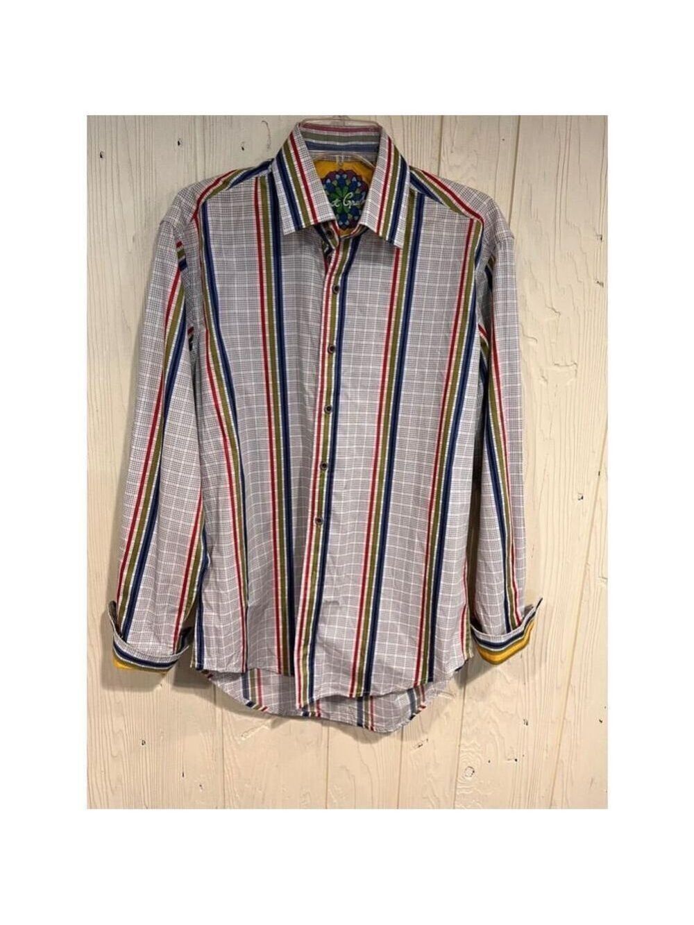 Robert Graham Men's White Striped Button Up Shirt Medium